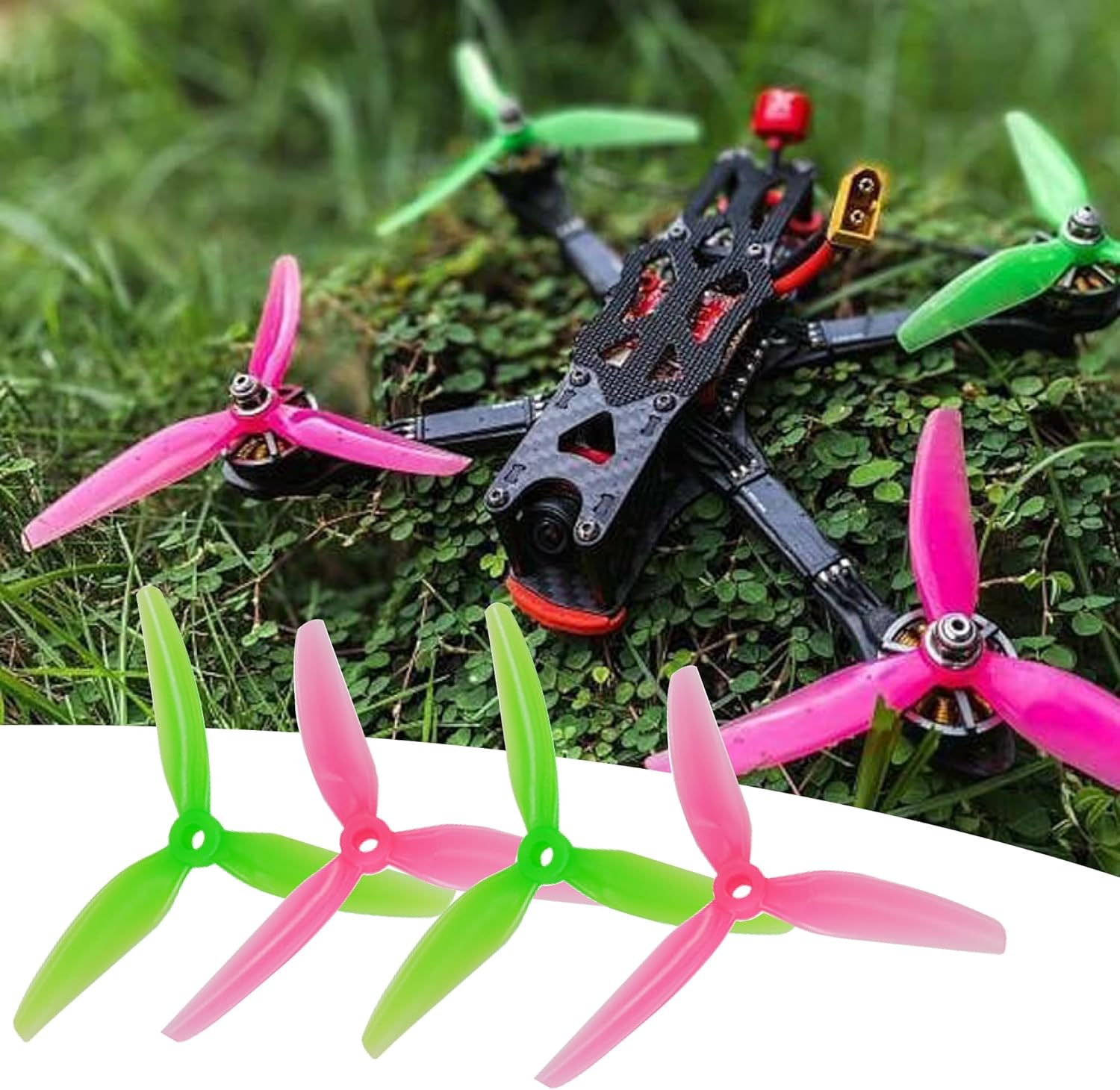 16pcs Fpv Drone Props Propeller: HQProp Ethix S3 Watermelon 5x3.1x3 Tri-Blade 5 Inch Props for 4S 6S FPV Freestyle Racing,8xCW 8xCCW