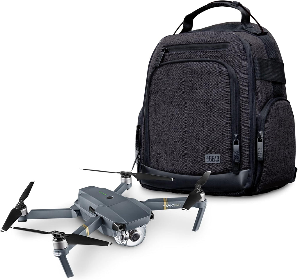 USA Gear Compact Drone Backpack - RC Quadcopter Drone Case Fits DJI Mini 4K, DJI Mini 3, AVIALOGIC, Controller & more Compact Quadcopters - Customizable Interior, Weather Resistant Exterior (Black)