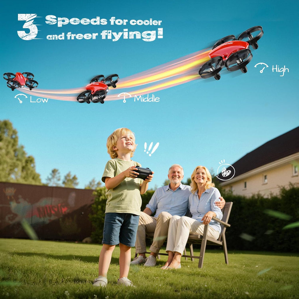 Veeniix V995 Red Mini Drone for Kids and Beginners,Indoor RC Quadcopter Plane with 3D Flips, 360¡ã Rotation, Circle Fly, Auto Hover, Headless Mode, 21Mins 3 Batteries, Gift for Boys and Girls