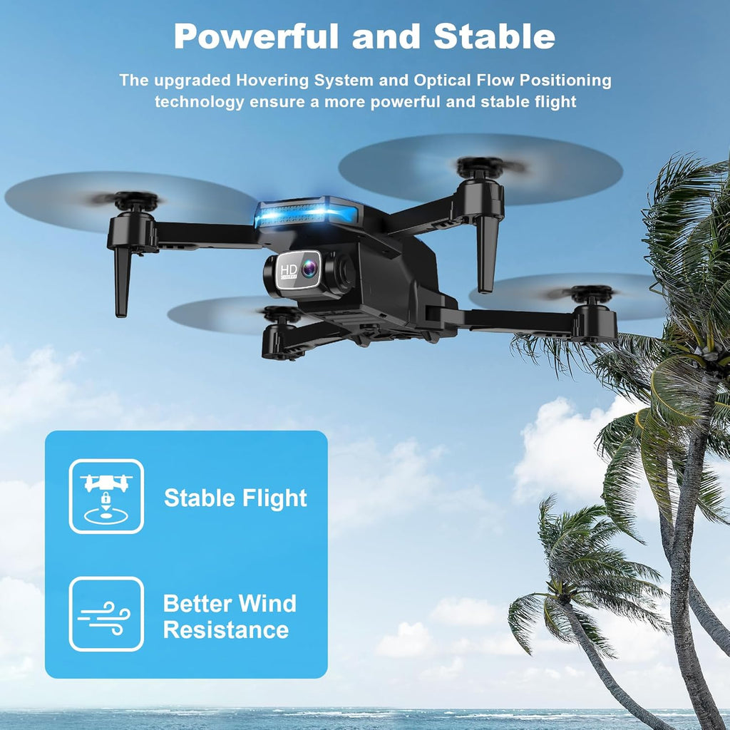 Drone with Camera - Drone with Screen on Controller for Beginners, Foldable Remote Control Quadcopter with Gesture Control, 3D Flip, One Key Start, Emergency Stop, 2 Batteries, Easier to use