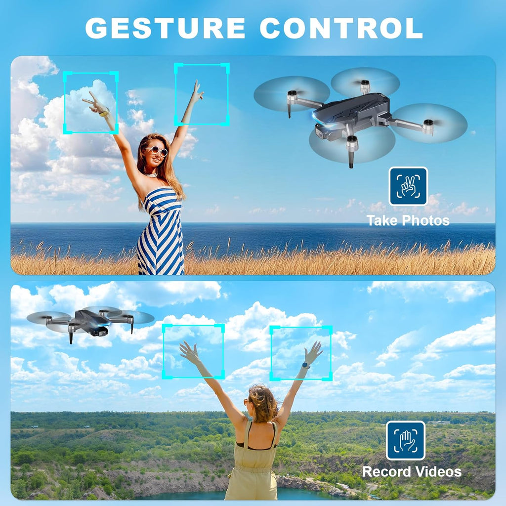 GPS Drone with Camera, 2K HD Drones for Adults, Foldable FPV Drone with GPS Auto Return, Follow Me, Circle Fly, Waypoint Fly, 5G Transmission, Gestures Selfie, Brushless Motor, 2 Batteries,Jet Black