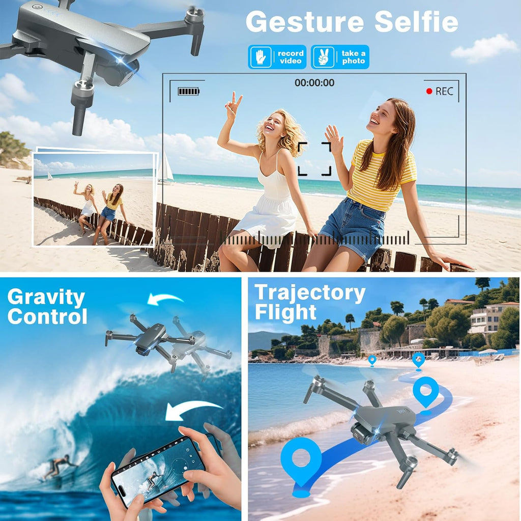 FPV Drone with Camera 1080P HD - Foldable RC Quadcopter for Adults Beginners Kids, Voice Control, Gesture Selfie, Headless Mode, 2 Batteries 30 Min Long Flight Time, Portable Travel Case, Beginner Friendly Drone