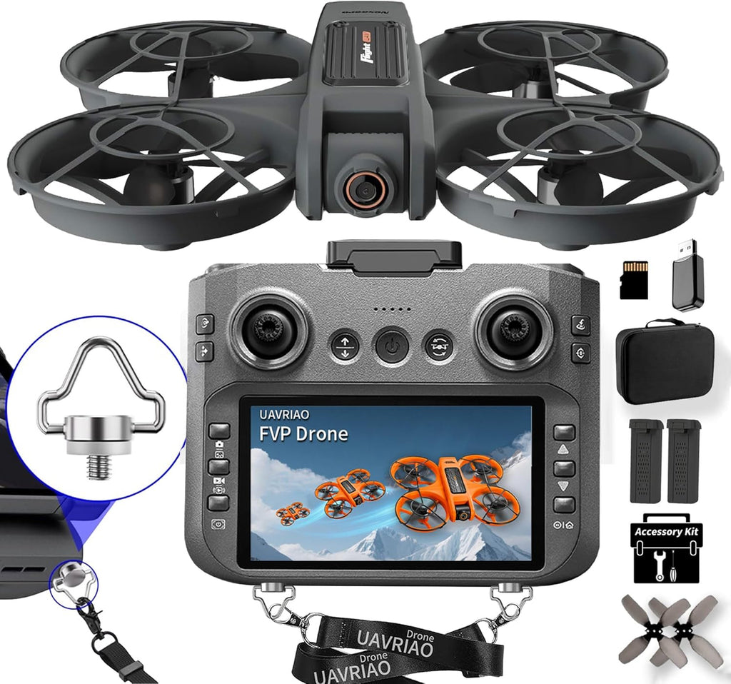 4.5 HD Screen Remote Control Drone with 2K Dual Camera & Brushless Motors, 360¡ã Protection Safety Quadcopter, Auto Hovering, 3D Flips, Headless Mode, Follow Me, LED Light, WiFi FPV, 2 Batteries 30 Min Flight, Great Gift for Adults, Kids, Beginners
