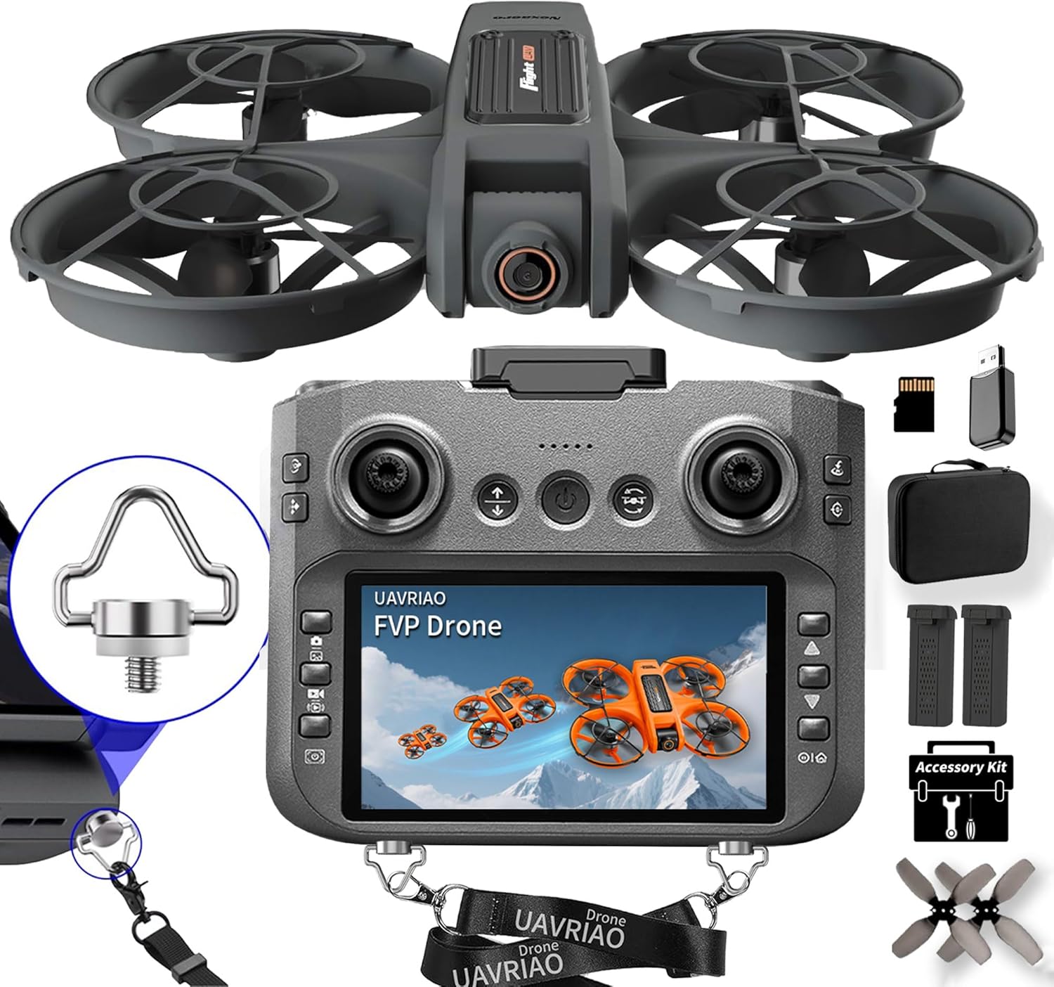 4.5 HD Screen Remote Control Drone with 2K Dual Camera & Brushless Motors, 360¡ã Protection Safety Quadcopter, Auto Hovering, 3D Flips, Headless Mode, Follow Me, LED Light, WiFi FPV, 2 Batteries 30 Min Flight, Great Gift for Adults, Kids, Beginners