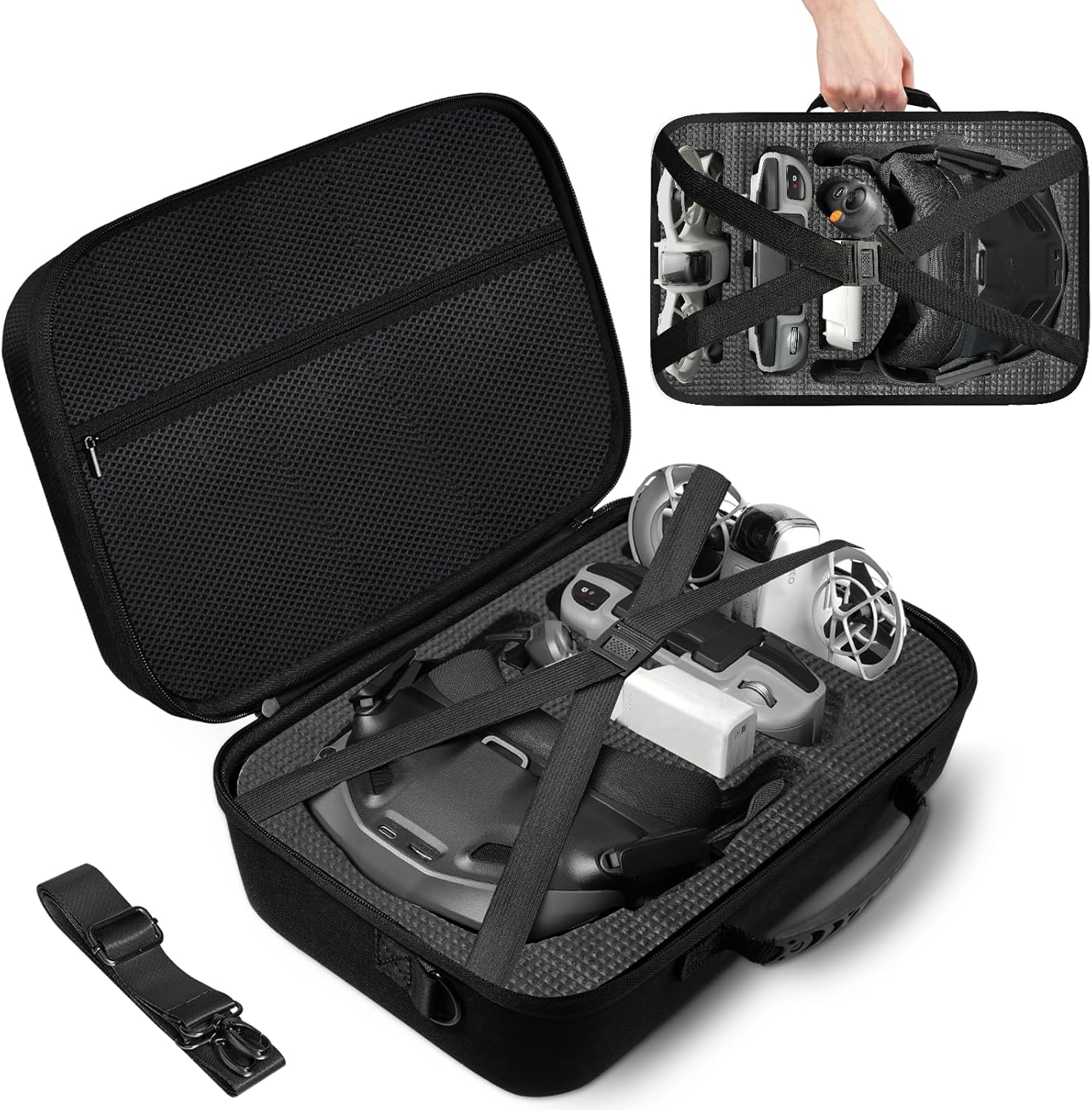 GAGITERVR Neo Carrying Case Compatible with Bundle Motion Fly More Combo DJI Neo, Hard Travel Bag for Goggles N3/3/2 & RC Motion 3 & RC-2/N3/N2/N1/FPV 3 Remote Controllers and Accessories, Blacks