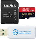 SanDisk Extreme Pro U3 V30 A1 32GB microSDHC Memory Card for DJI Drones Works with Avata and Goggles 2 (SDSQXCG-032G-GN6MA) Class 10 Bundle with 1 Everything But Stromboli MicroSDHC & SD Card Reader