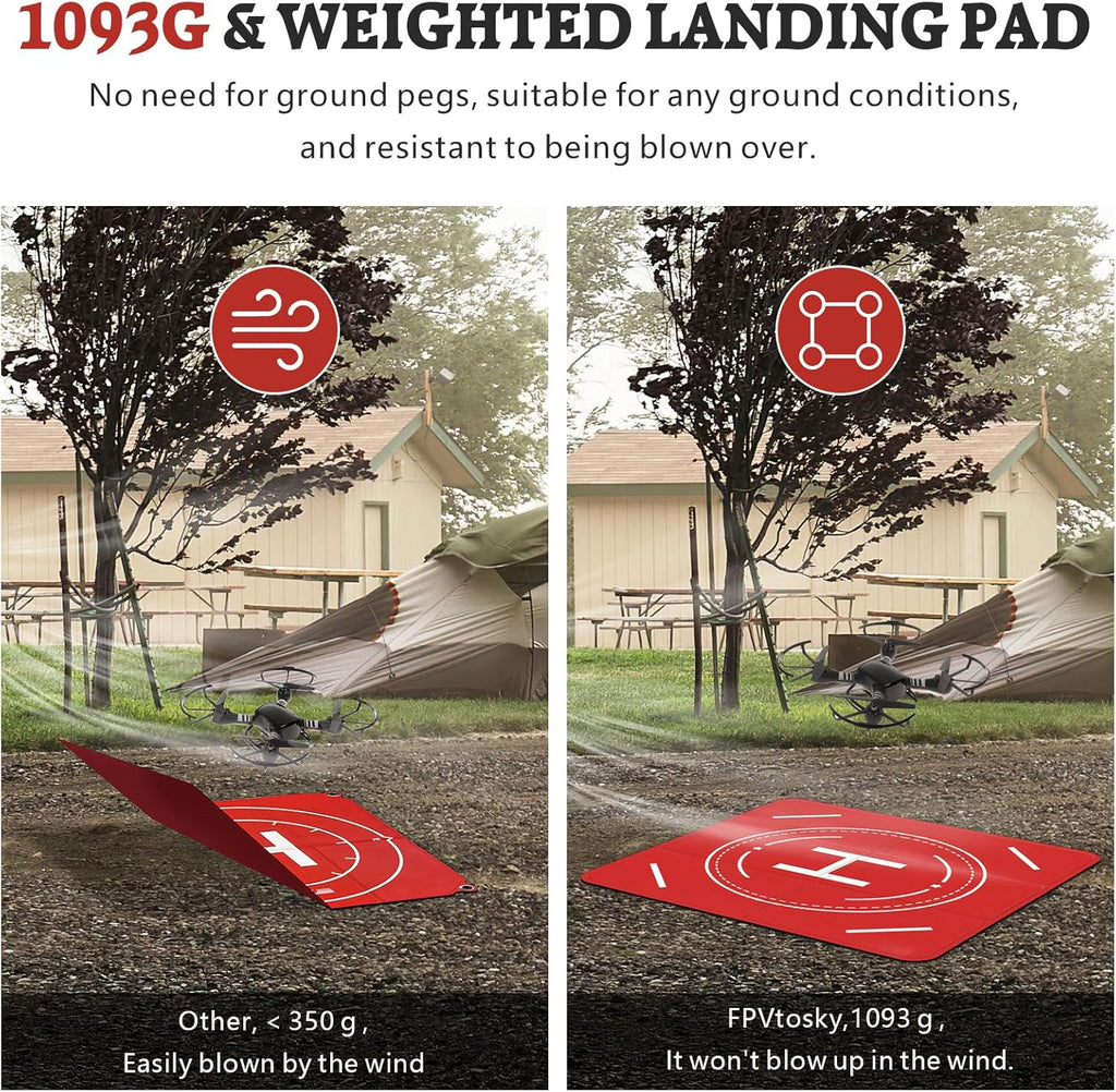 FPVtosky Nighttime Reflective Drone Landing Pad, Fast-fold Double Sided Waterproof Landig Pad Weighted for DJI Mini 5 Pro/ 4/3 Pro/Mini 4k / Mavic 4 / Air 3s/ Avata 2/ Neo/Flip(30 in)