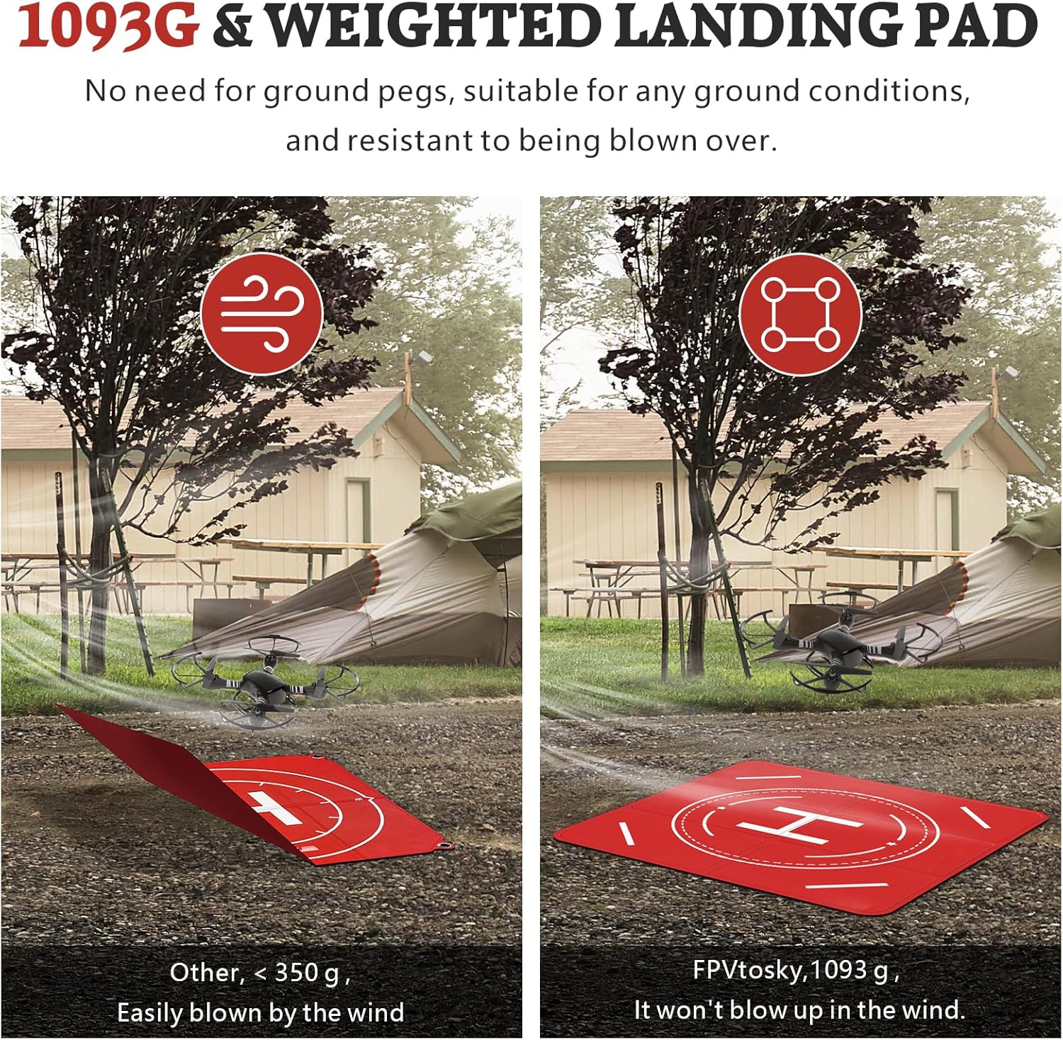 FPVtosky Nighttime Reflective Drone Landing Pad, Fast-fold Double Sided Waterproof Landig Pad Weighted for DJI Mini 5 Pro/ 4/3 Pro/Mini 4k / Mavic 4 / Air 3s/ Avata 2/ Neo/Flip(30 in)