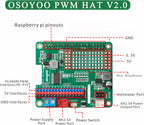 Servo & Motor Control HAT - Battery Adapter, 16-Channel PWM for Raspberry Pi Robot Cars, Drones