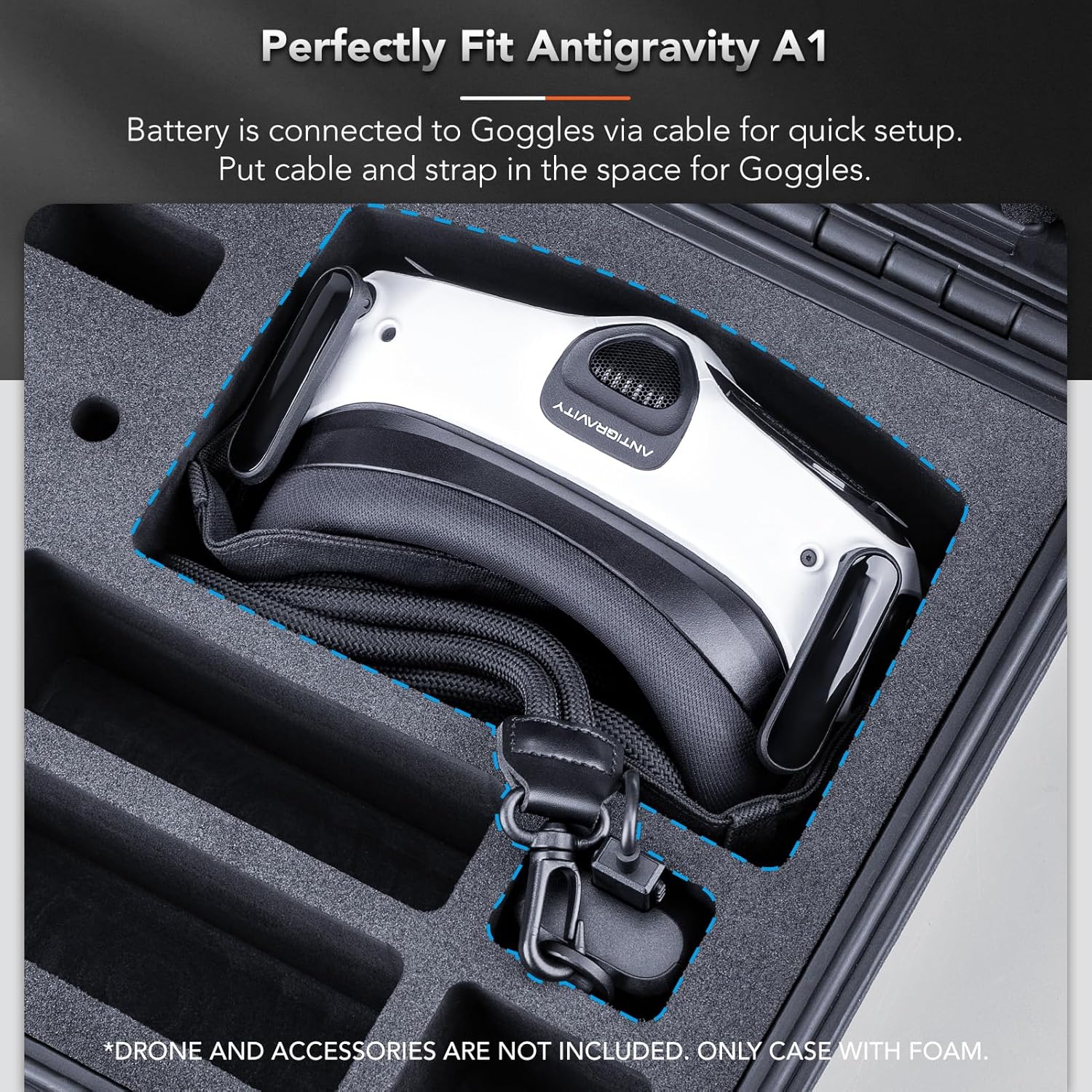 Lykus Titan AA100 Waterproof Hard Case for Antigravity A1 Drone Bundles, Support up to 7 batteries [CASE ONLY]