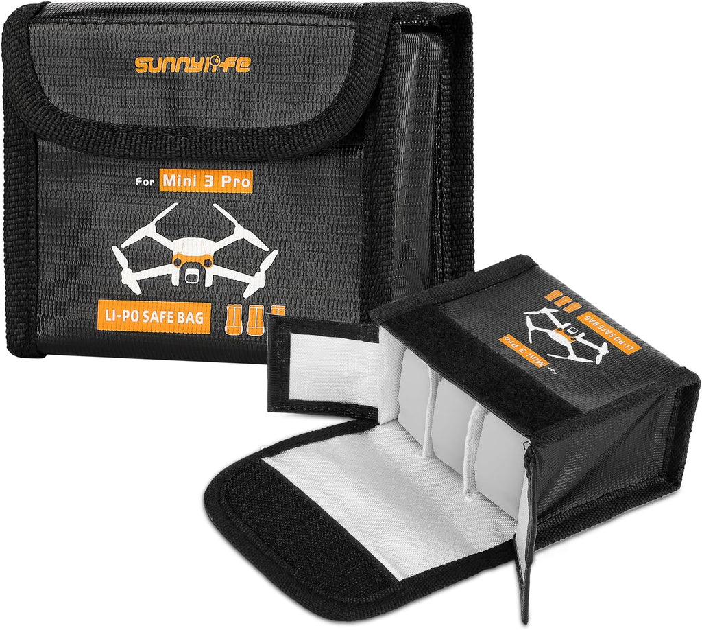 Lipo Battery Safe Bag Fireproof Safety Charging Storage Bag For DJI Mini 5/4/3 Pro Battery Accessories (Large - for 3pcs batteries)