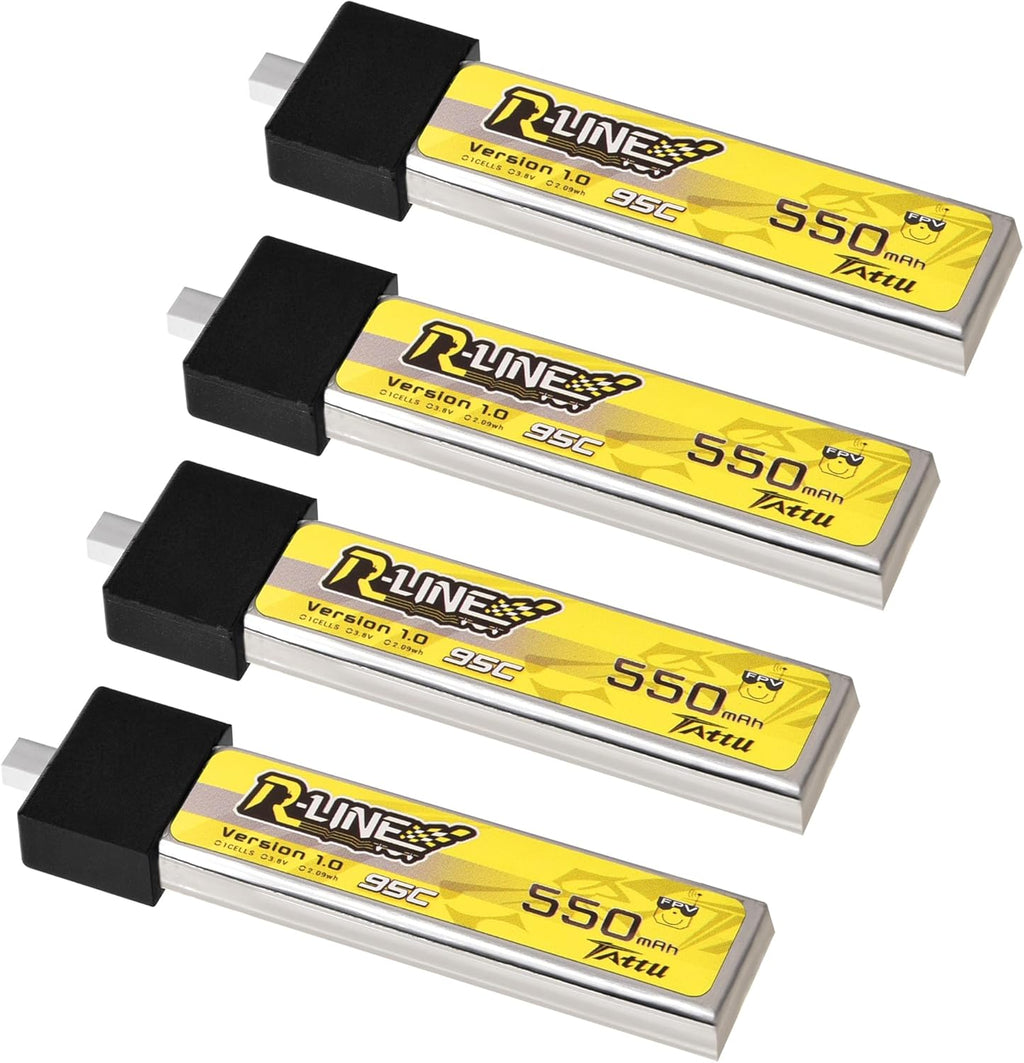 4pcs BT2.0 550mAh 1S Battery 3.8V 95C FPV Lipo Battery with BT2.0 Connector for 1S FPV Tiny Whoop Drone Quadcopters Like Air75, Meteor75 Pro, Cetus Pro, Cetus X Brushless Drones