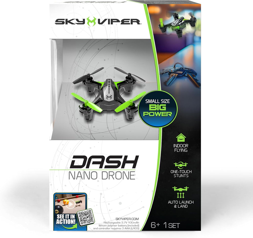 Sky Viper Dash Nano Performance RC Drone, Fast Safe Indoor Flying, Rechargeable Battery