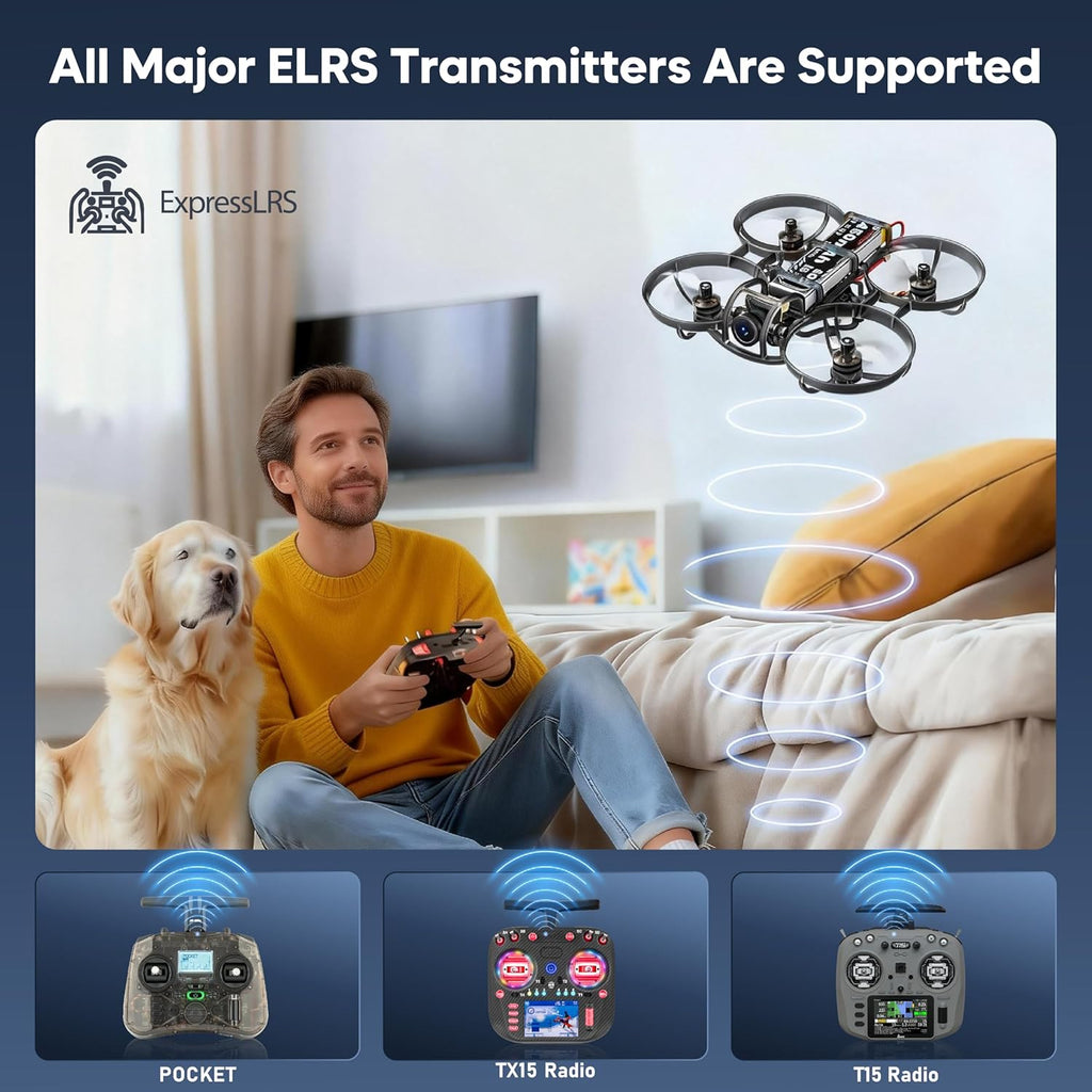 R8 ELRS Brushless Whoop Quadcopter, Ultralight 1S 80mm Micro FPV Drone BNF with 6 Port Battery Charger,2 Batteries Fly12 Mins for FPV Freestyle Racing Indoor Outdoor,FOV160¡ã,Matrix G4 5IN1 FC,0802 20000KV Motor