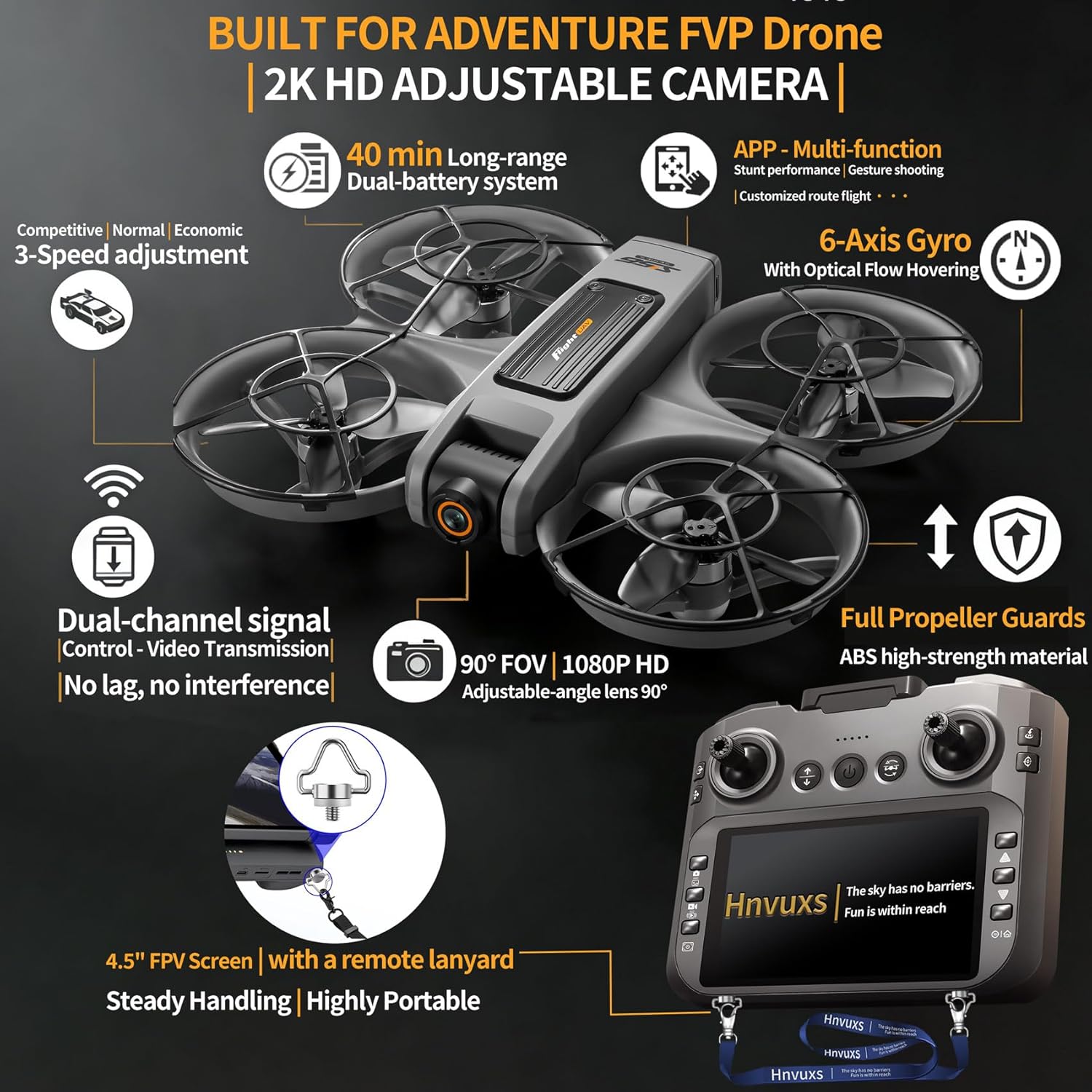 Drone With Camera For Adults - 4.5¡± Fhd Screen Remote Control, 2k Dual Camera, 40 Min Flight, Brushless Motor, Obstacle Avoidance, Follow Me, Auto Hover, One Key Takeoff/Landing, 360¡ã Flip, Includes 2 Batteries, Perfect Mini Drone For Kids And Beginners