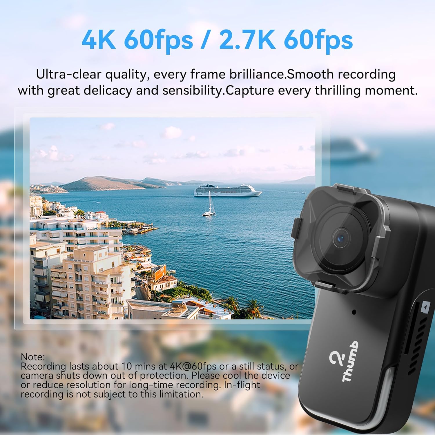 RunCam Thumb 2 FPV Mini Action Camera 4K60FPS 27g Remote-Control Recording with Gyroflow Stabilization ND Filter for FPV Drone Cinewhoop Airplane RC Car (Thumb 2+ND Filter Set)