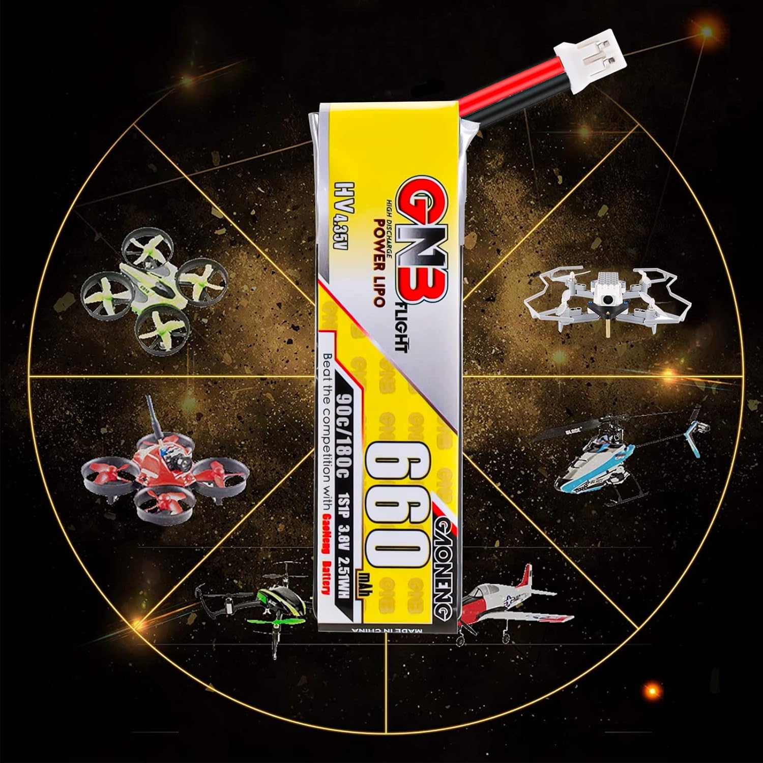Crazepony 660mAh 1S LiPo Battery, 4PCS 3.8V LiHV Batteries 90C/180C JST-PH2.0 Connector for Eachines Trashcan Emax Tinyhawk Freestyle II Snapper7 Mobula7 75mm Micro FPV Racing Drone