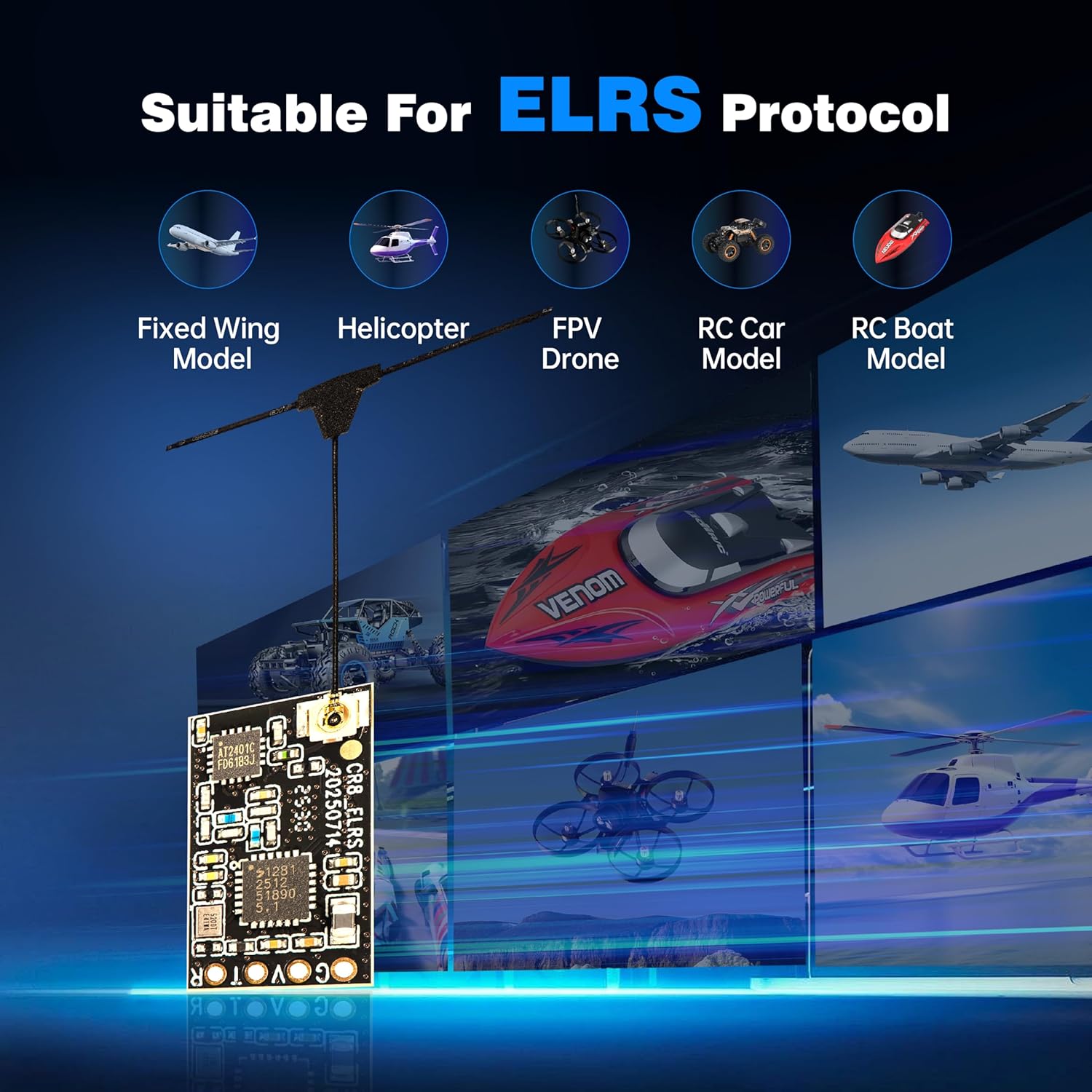 C8 ELRS V3 RC Radio Transmitter with Nano Receiver CR8 for FPV Drones/Tiny Whoop/Fixed Wing,FPV Drone Simulator Controller for Beginner,Mode 2 (C8 ELRS Controller & Receiver)