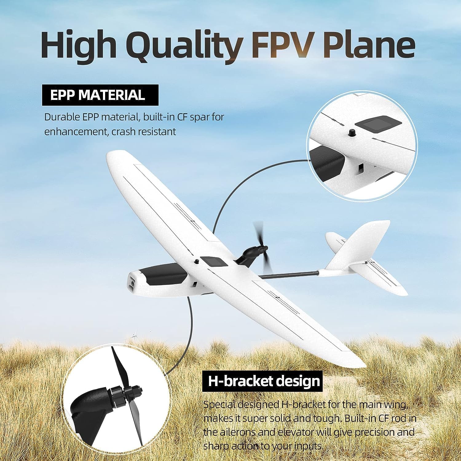 Buddy RC ZOHD Drift FPV Airplane, Entry FPV Drone RC Airplane for Adults with 870MM Wingspan, Easy Controlled RC Plane for Begginer (PNP Version,White)