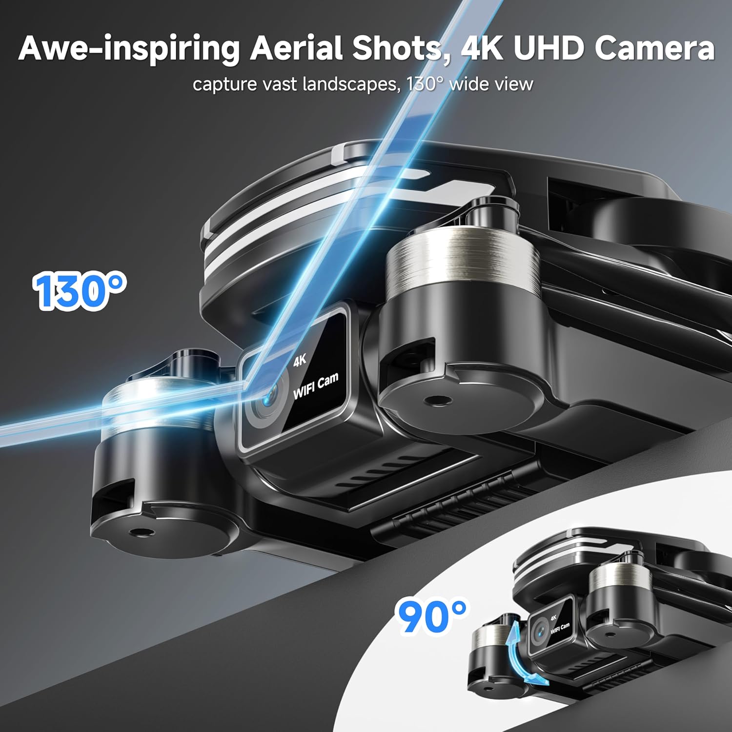 Drones with Camera for Adults 4K Brushless Motor Drone for Kids Beginners, FPV Foldable RC Quadcopter with Propeller Guards, 2 Batteries, 1500mAh, 130¡ã Lens, WiFi, Voice Control, Gesture Photography, Gift Toys for Men Boys