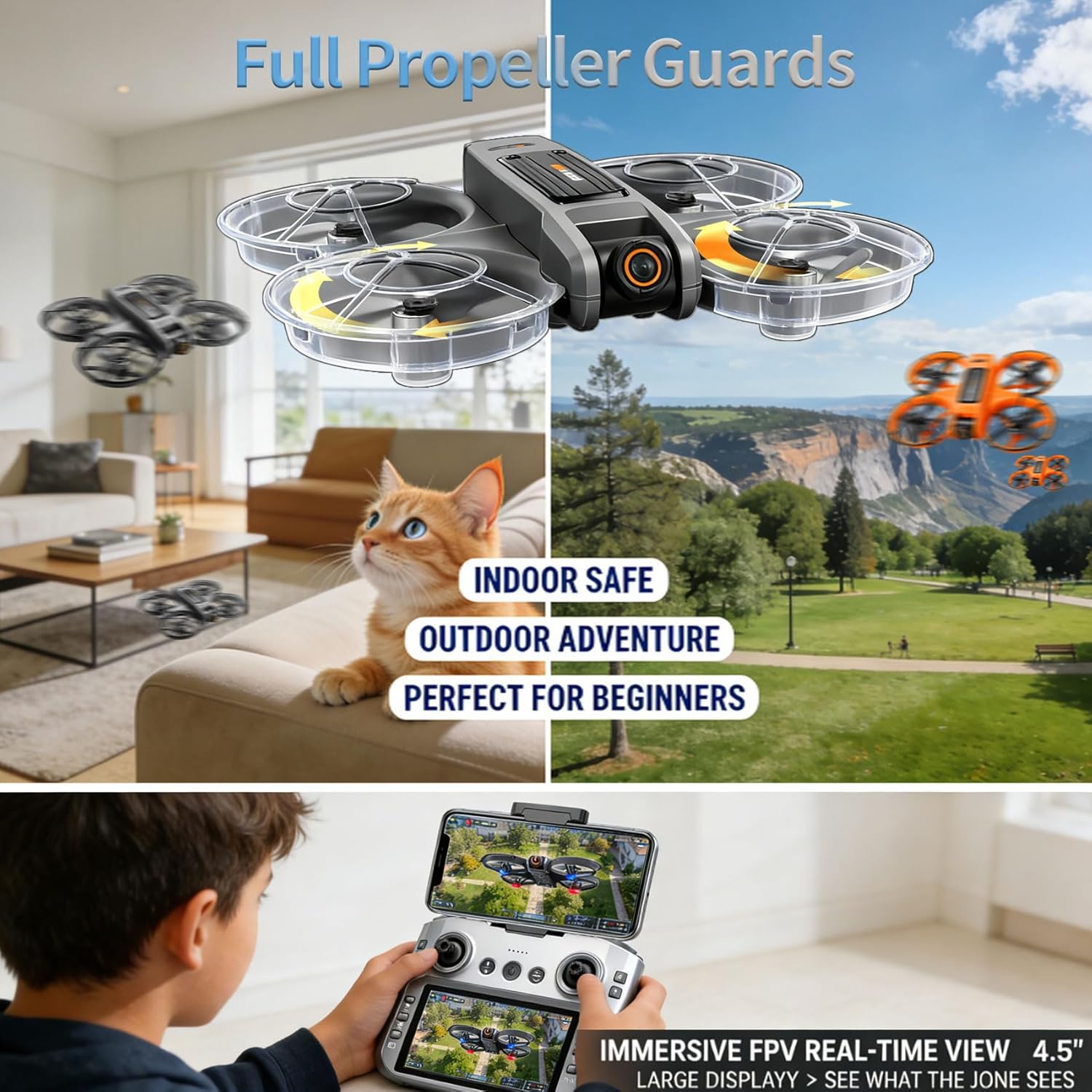 Drone With Camera For Adults - 4.5¡± Fhd Screen Remote Control, 2k Dual Camera, 40 Min Flight, Brushless Motor, Obstacle Avoidance, Follow Me, Auto Hover, One Key Takeoff/Landing, 360¡ã Flip, Includes 2 Batteries, Perfect Mini Drone For Kids And Beginners