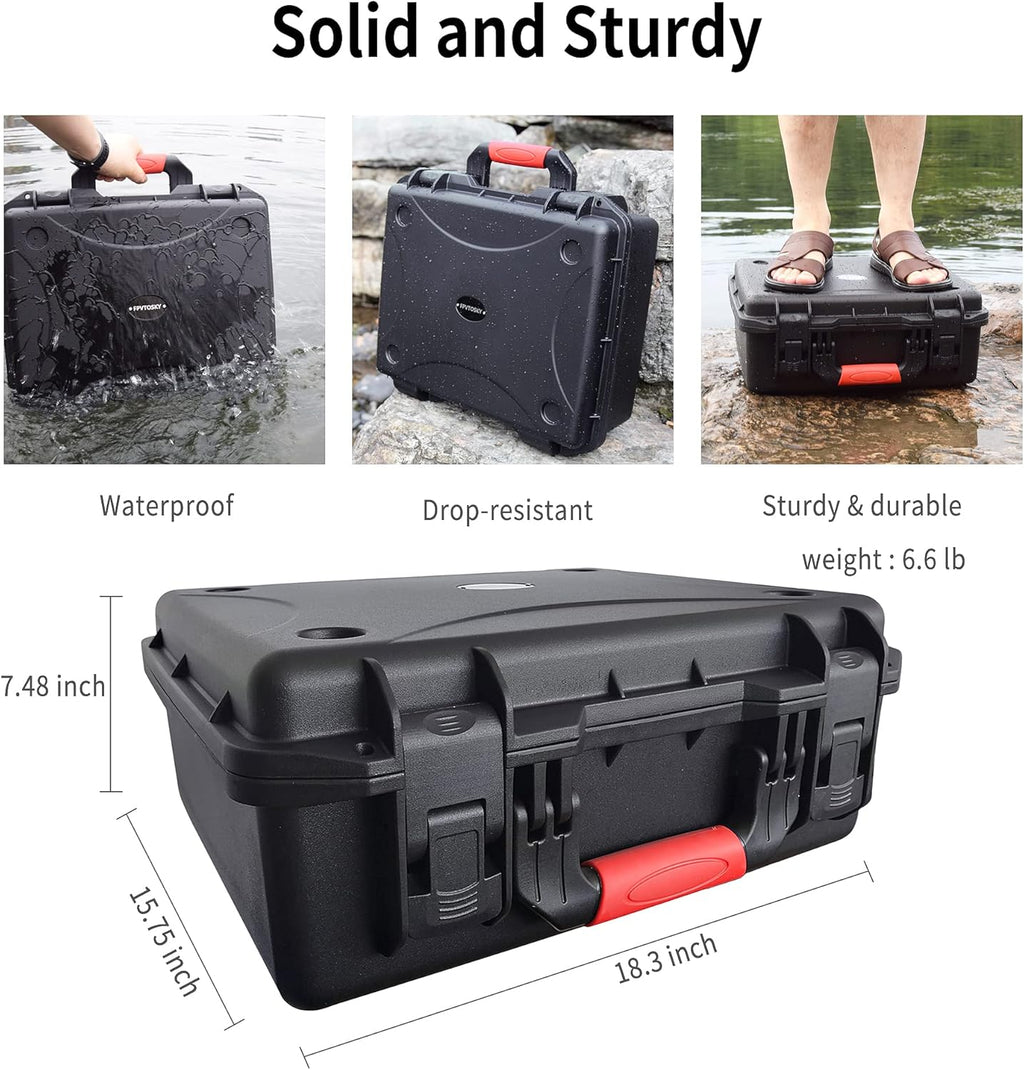 FPVtosky Professional Hard Case for DJI FPV [Case Only] - DJI FPV Drone Carrying Case Accessories - Fits 6 Batteries - Keep Props On, Black, Red, L, Compact