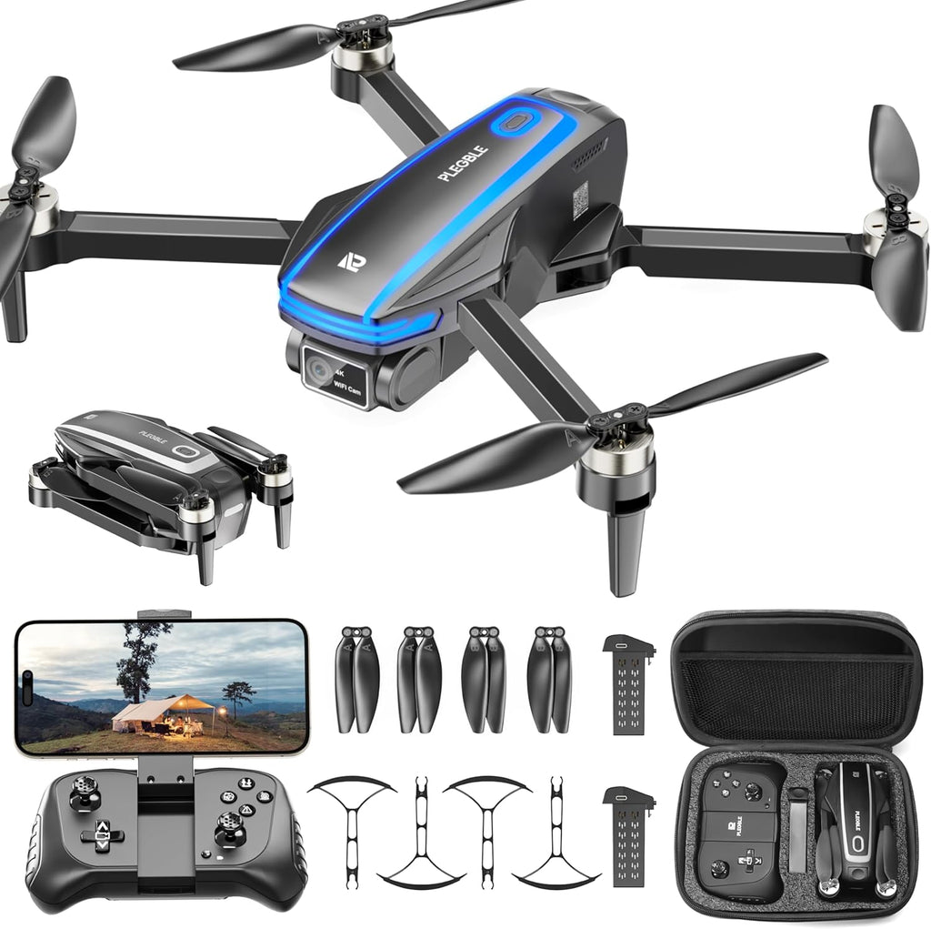 Drones with Camera for Adults 4K Brushless Motor Drone for Kids Beginners, FPV Foldable RC Quadcopter with Propeller Guards, 2 Batteries, 1500mAh, 130¡ã Lens, WiFi, Voice Control, Gesture Photography, Gift Toys for Men Boys