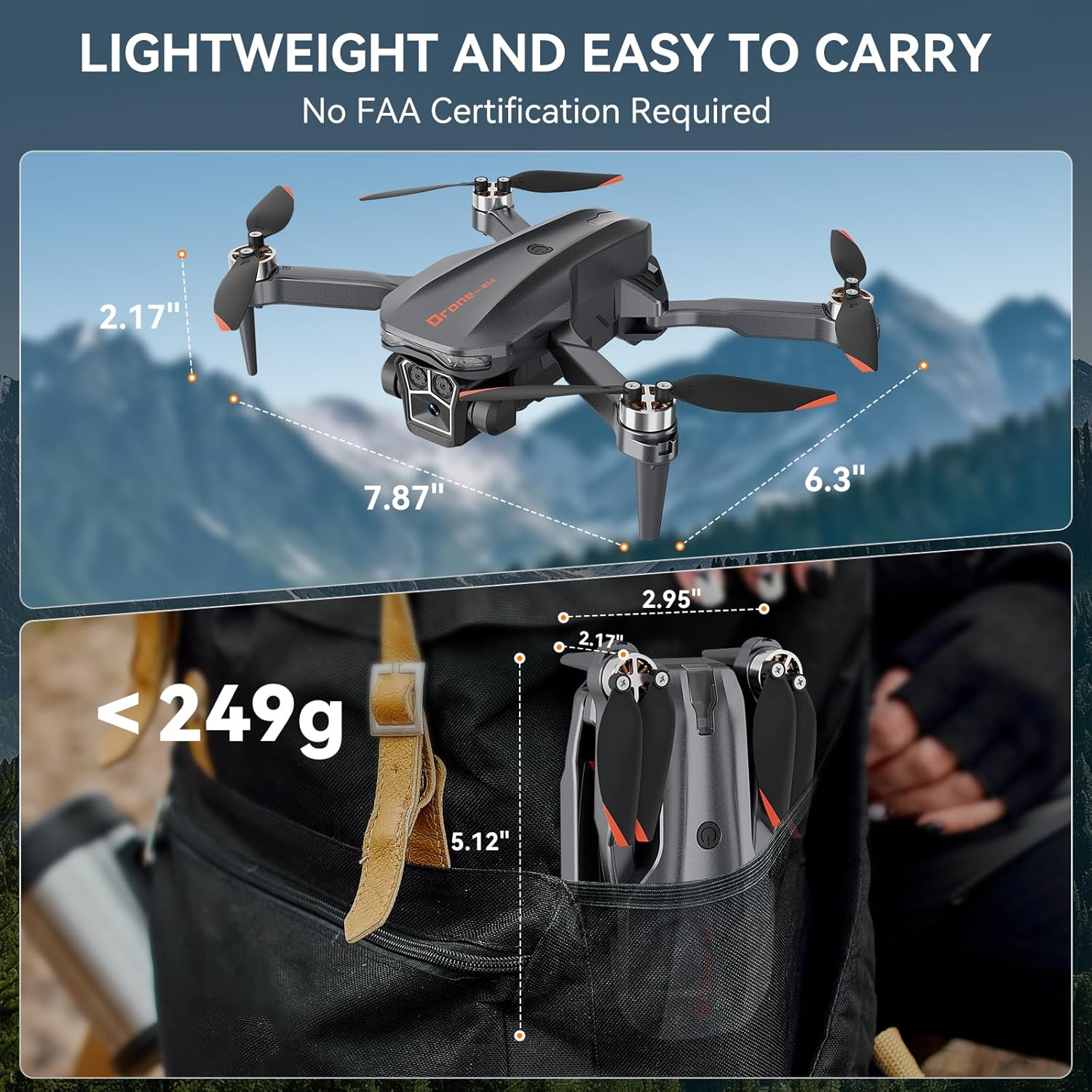 Drone with Camera - Foldable Brushless Motor Drone for Adults/Kids, 1080P HD RC quadcopter. Waypoint Fly, Altitude Hold, One Key Take Off/Landing, Gesture Selfie, 3D Flip, Long Flight Time