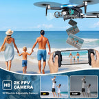 GPS Drone with Camera, 2K HD Drones for Adults, Foldable FPV Drone with GPS Auto Return, Follow Me, Circle Fly, Waypoint Fly, 5G Transmission, Gestures Selfie, Brushless Motor, 2 Batteries,Jet Black