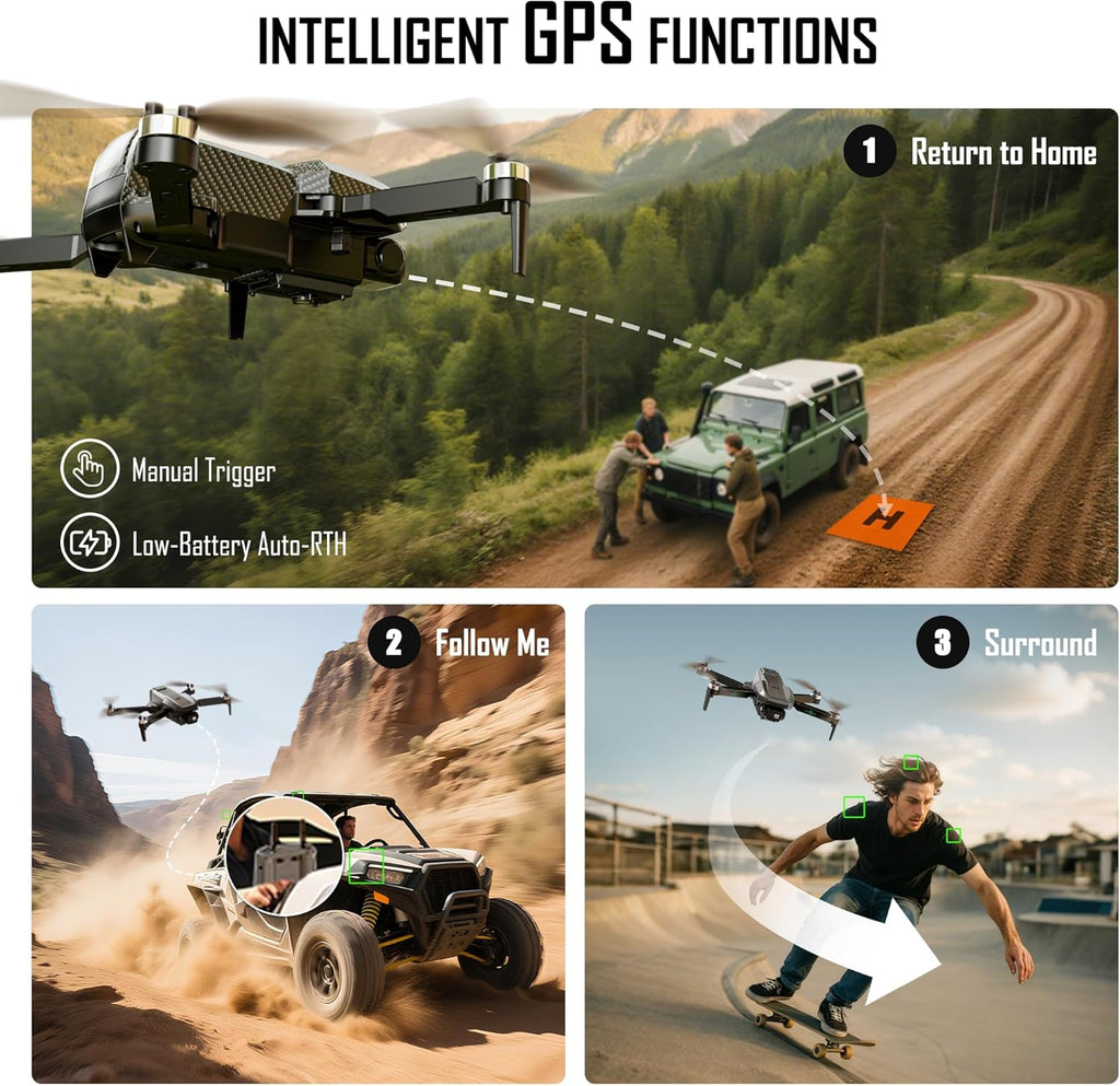 GPS Drone with 4K Camera for Adults, FPV RC Quadcopter, 90-min Flight Time, Auto Return, GPS Follow, Circle Fly, 5-inch LCD Tablet Screen, Brushless Motor, Lightweight Foldable Drone for Beginners