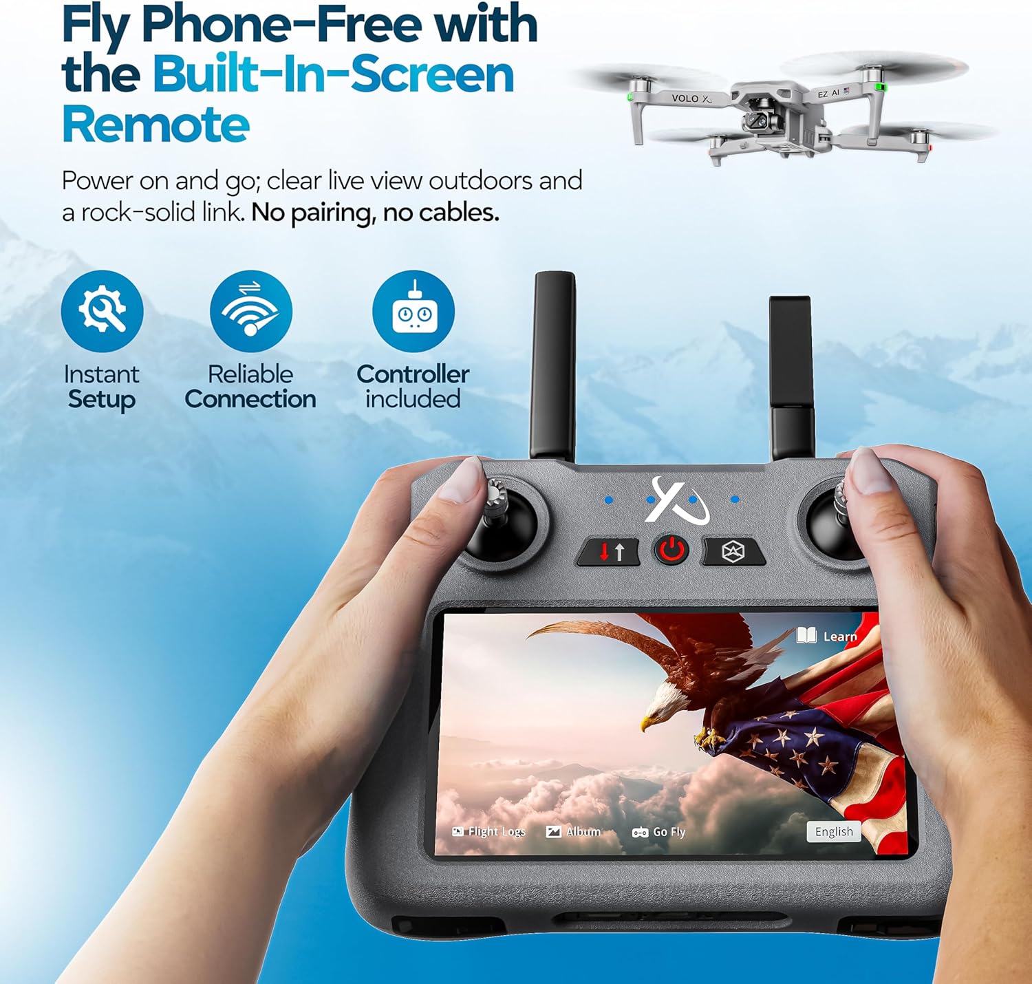 DCX Volo X EZ AI Drones ¨C Drones with Camera for Adults 4k AI-Assisted Flight Control ¨C FAA Approved Drone 4k Camera, 360¡ã Obstacle Avoidance, U.S. Support ¨C Beginner Drone for Adults