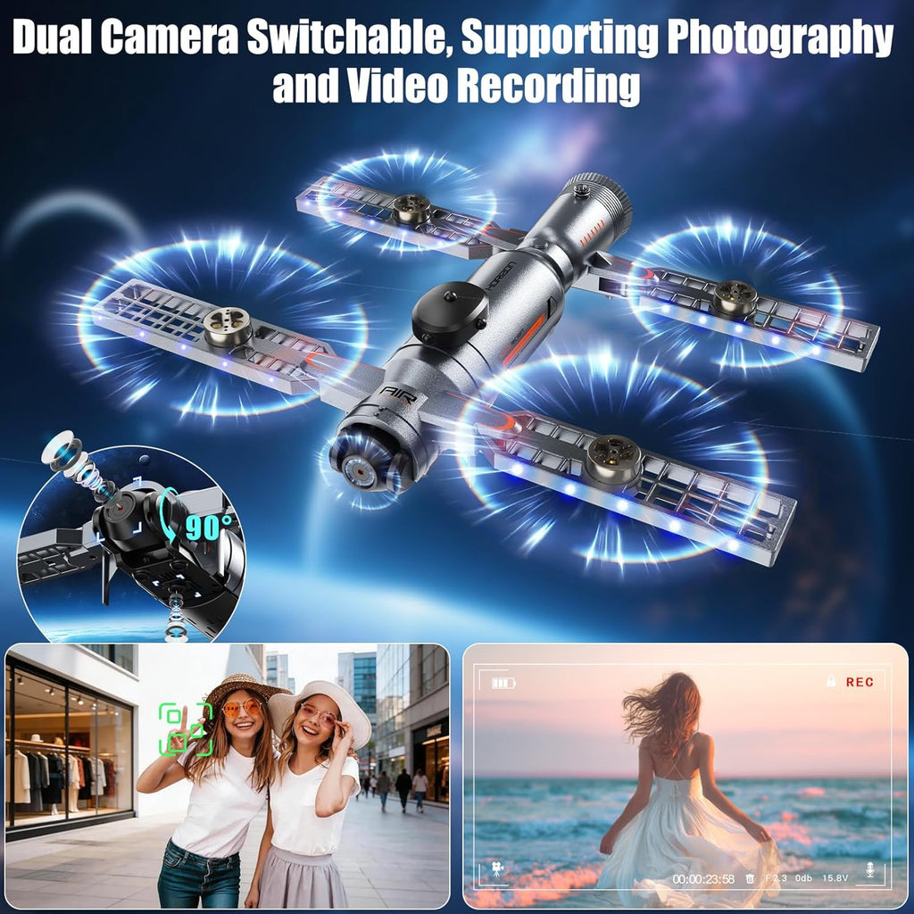 OBEST Drone with Camera, 4.3 Inch Screen Remote Control, Electric Adjustable Camera, App Control, Brushless Motor, Intelligent Barrier Protection, FPV Drones for Beginners