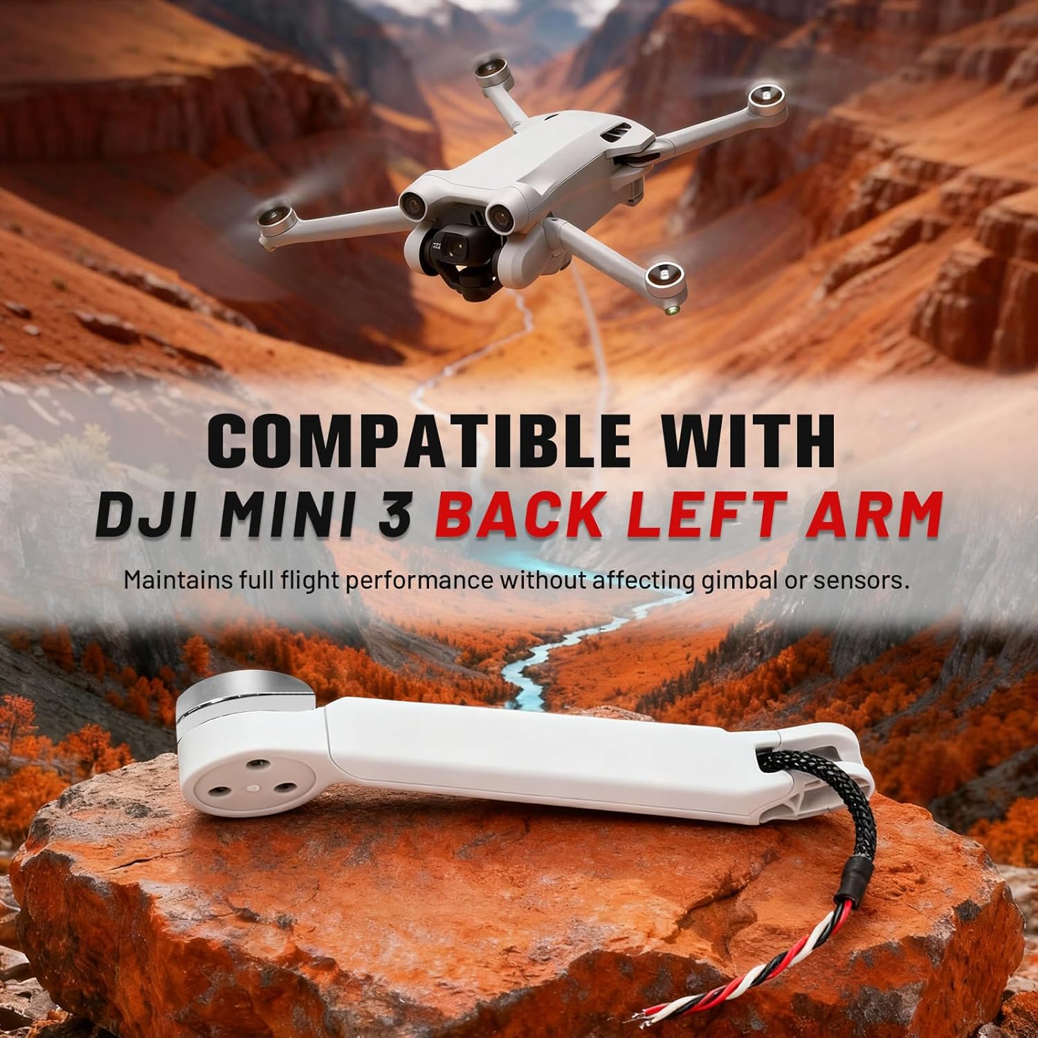 Mini 3 Drone Motor Arm Assembly Replacement Back Left Arm, Compatible with DJI Mini 3 Spare Parts
