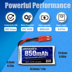 URGENEX 3.7V Lipo 850mah Rechargeable Lipo with JST Plug X5 Charger for MJX Syma Holy Stone Sky Viper RC Quadcopter Drone X56W X400 X400W X300C X400C X800 HS110 HS200 S670 V950hd S1750 V2450