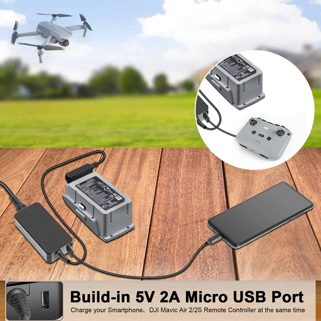 HKY 38W AC Adapter Replacement DJI Mavic Air 2 / Mavic Air 2S Drone Quadcopter Power Supply Cord with Built-in USB Port for Remote Controller