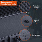 Lykus HC-3920 Waterproof Hard Case with Customizable Foam Insert, Interior Size 15.31x8.94x6.69 in, Suitable for camera, lens, drone, mic, flashlight, electronics, tools, and more