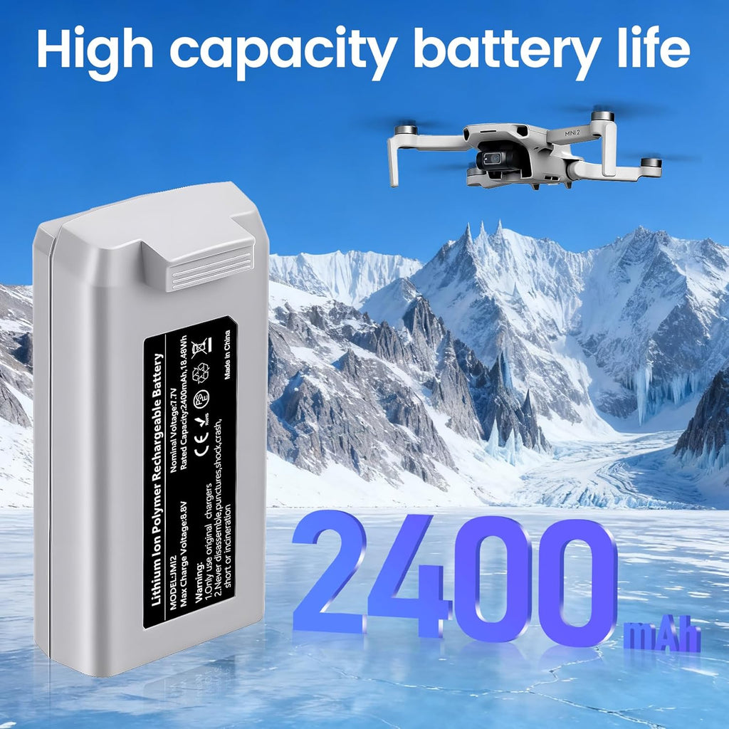 Mini 2 Series/4K Battery 2-Packs 2400mAh Capacity Intelligent Drone Replacement Battery Maximum Flight time 31 Minutes Compatible with DJI Mini 4K/2/SE/2 SE Drones