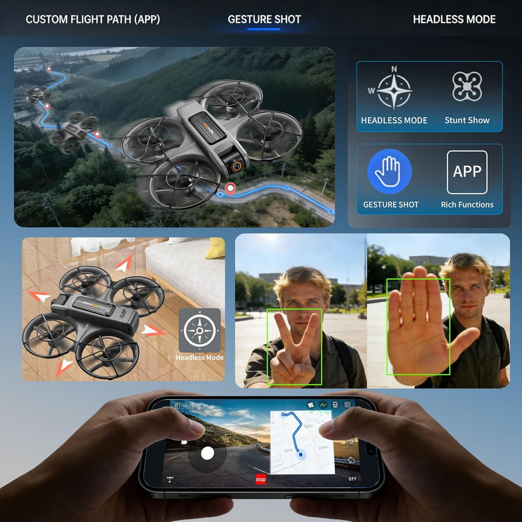 Drone With Camera For Adults - 4.5¡± Fhd Screen Remote Control, 2k Dual Camera, 40 Min Flight, Brushless Motor, Obstacle Avoidance, Follow Me, Auto Hover, One Key Takeoff/Landing, 360¡ã Flip, Includes 2 Batteries, Perfect Mini Drone For Kids And Beginners