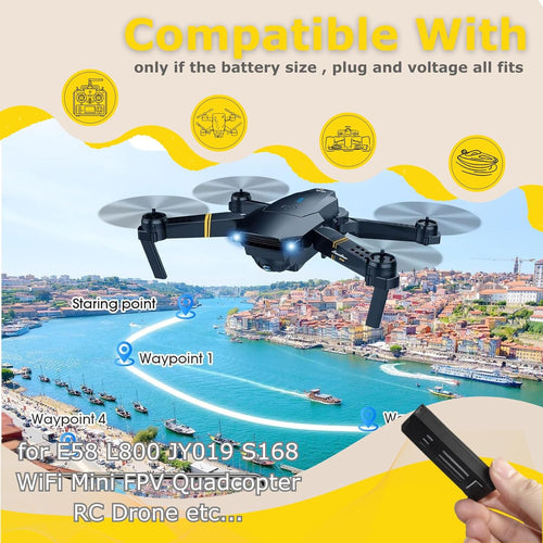 5 pcs 550mAh 25C 721855 Case Protected Lipo Batteries Compatible with E58 L800 JY019 S168 3.7V WiFi Mini FPV Quadcopter RC Drone