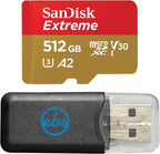 SanDisk 512GB Memory Card Micro SDXC Extreme Works with DJI Drone Series Mini 4 Pro (SDSQXAV-512G-GN6MN) V30 A2 4K UHD UHS-I Bundle with (1) Everything But Stromboli MicroSD Card Reader