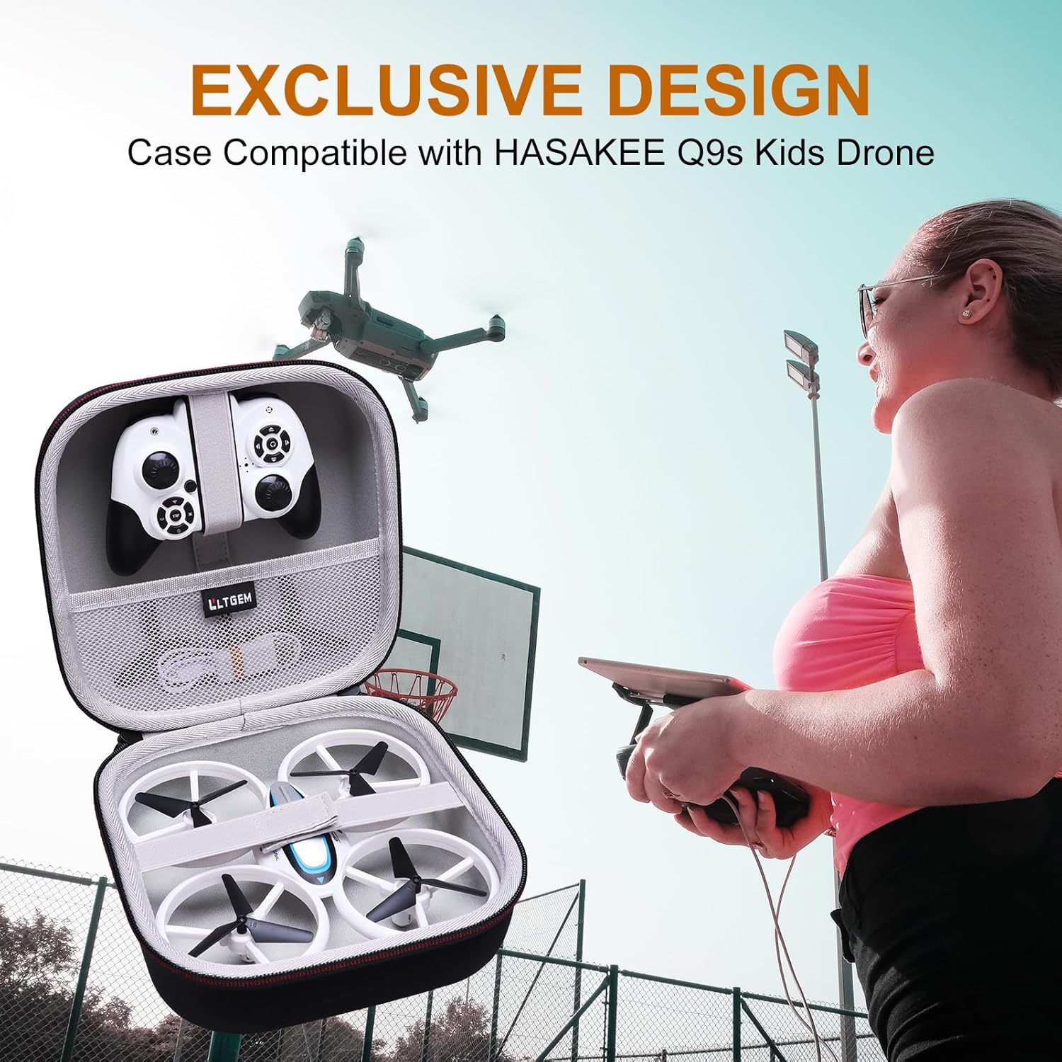 LTGEM Case Compatible with HASAKEE Q9s Kids Drone, Case Only (Black)