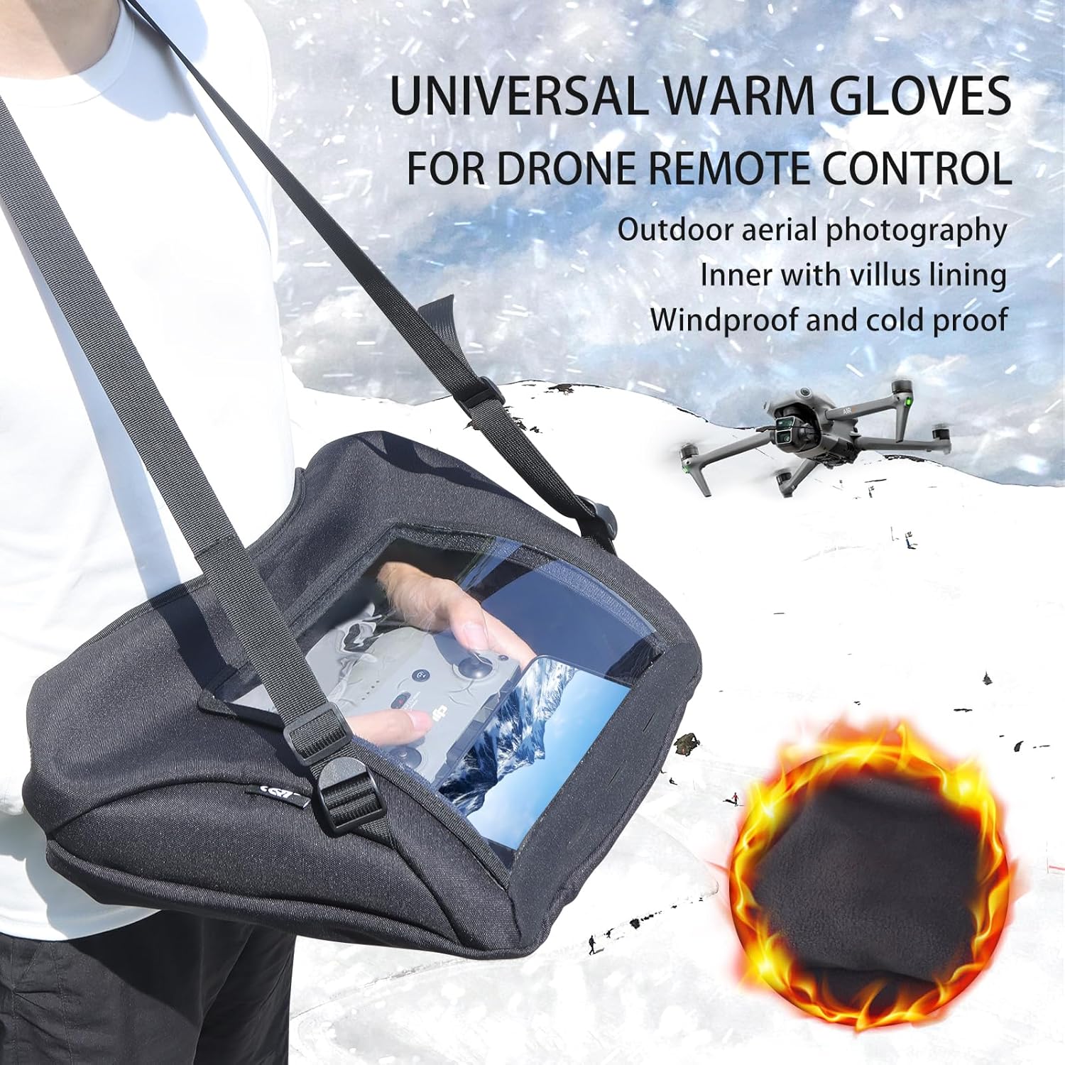 Drone Remote Control Universal Warm Gloves Wind Protection Cover Windproof for DJI Mavic 4 pro AIR 3S 3 2S 2/Neo/MINI 3 4 5 PRO NEO 2 RC/RC 2 Plus/RC-N3/RC-N2/RC-N1/RC Pro 2 Outdoor Aerial Photography Accessories