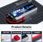 Zeee 3S Lipo Battery 3200mAh 11.1V 50C Soft Case Battery with T Connector for RC Airplane RC Helicopter RC Car RC Truck RC Boat UAV Drone FPV(2 Pack)