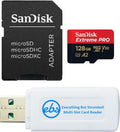 SanDisk microSDXC 128GB Extreme PRO Memory Card with Adapter Works with DJI Mini 4 Pro Action Drone (SDSQXCD-128G-GN6MA) A2 UHS-I U3 4k Bundle with 1 Everything But Stromboli MicroSD & SD Card Reader