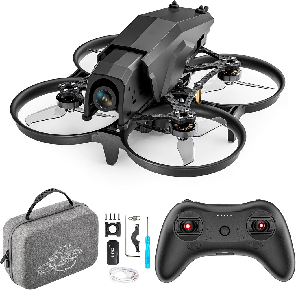 FPV Racing Drone for Beginners, F108 2.5 Inch FPV Drone Kit with Optical Flow Positioning, Equipped with T8S 8 Channel 2.4GHz RC Pocket Sized Portable Transmitter,Easy to Fly RTF FPV Drone
