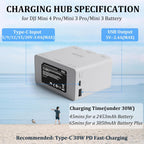 2 Pack Mini 3 Series Intelligent Flight Battery Plus with Two-Way Charging Hub for DJI Mini 4 Pro - 3850mAh-7.38V Drone Replacement Battery Pack with Charging Hub Combo for DJI