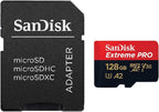 SanDisk microSDXC 128GB Extreme PRO Memory Card with Adapter Works with DJI Mini 4 Pro Action Drone (SDSQXCD-128G-GN6MA) A2 UHS-I U3 4k Bundle with 1 Everything But Stromboli MicroSD & SD Card Reader