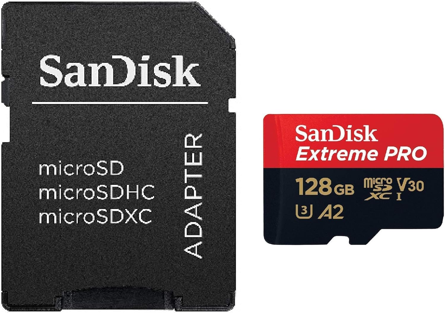 SanDisk microSDXC 128GB Extreme PRO Memory Card with Adapter Works with DJI Mini 4 Pro Action Drone (SDSQXCD-128G-GN6MA) A2 UHS-I U3 4k Bundle with 1 Everything But Stromboli MicroSD & SD Card Reader