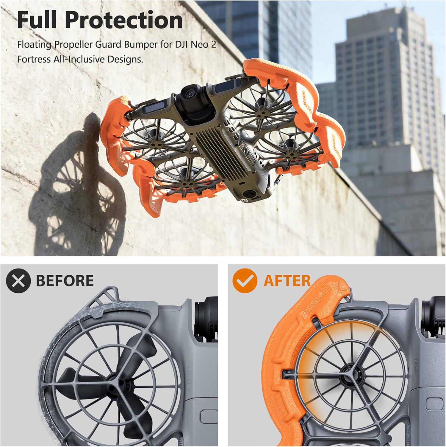 STARTRC Propeller Guard for DJI Neo 2 Accessories, Anti-Collision Height Increasing Protective Cover for DJI Neo 2 Drone (Orange)