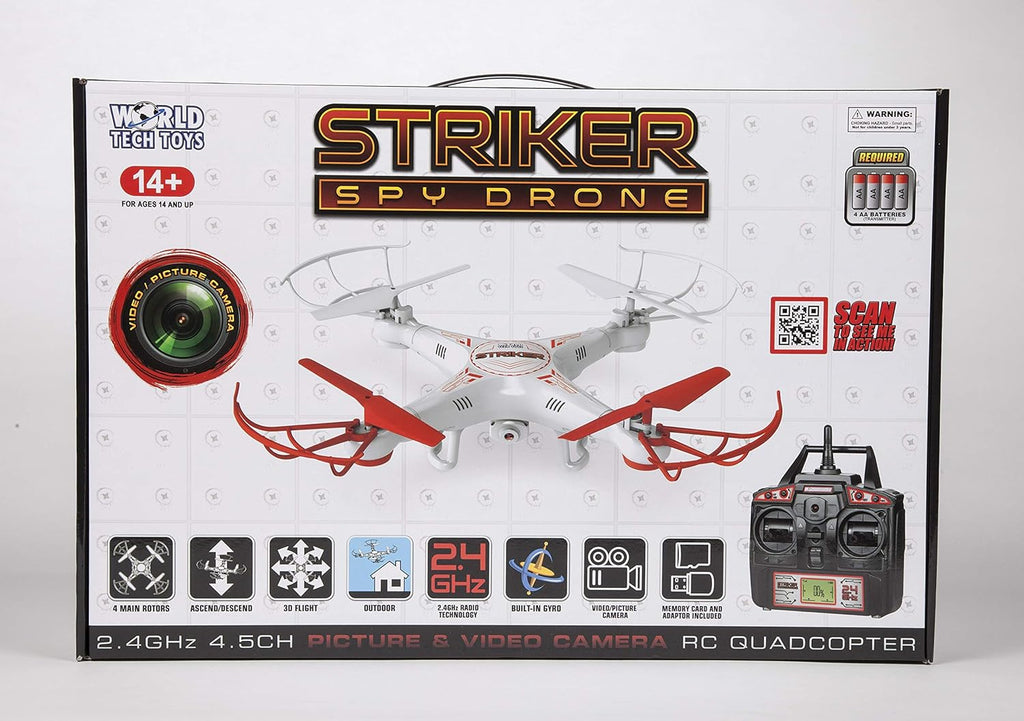 World Tech Toys 2.4 GHz 4.5 Channel Striker Spy Drone Picture & Video Remote Control Quadcopter